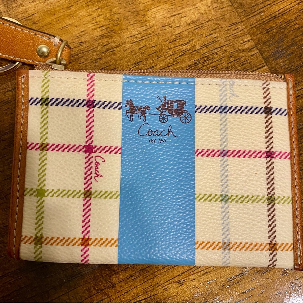 RARE Coach Heritage BLUE Stripe Credit Card Wallet. BNWOT. MINT.